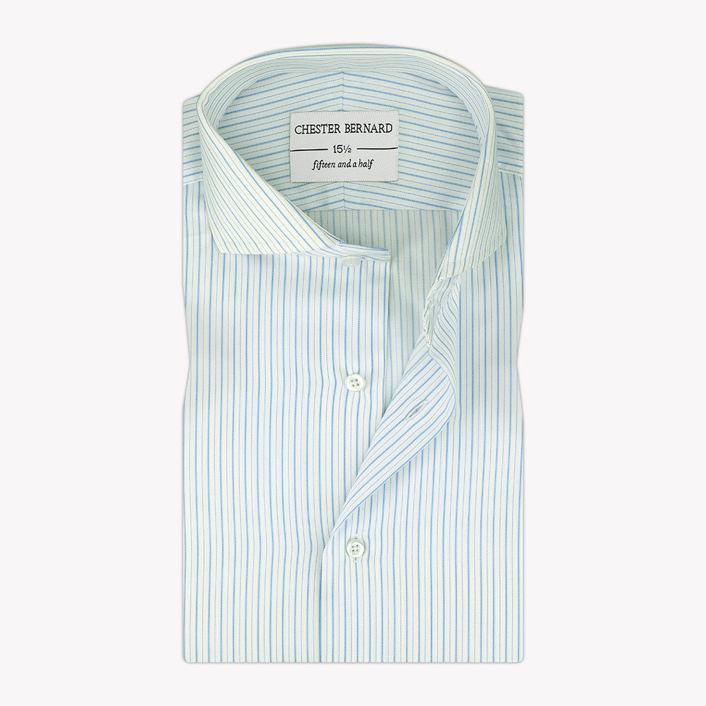 Fresh Sophistication Aqua Pinstripe Shirt OL-518