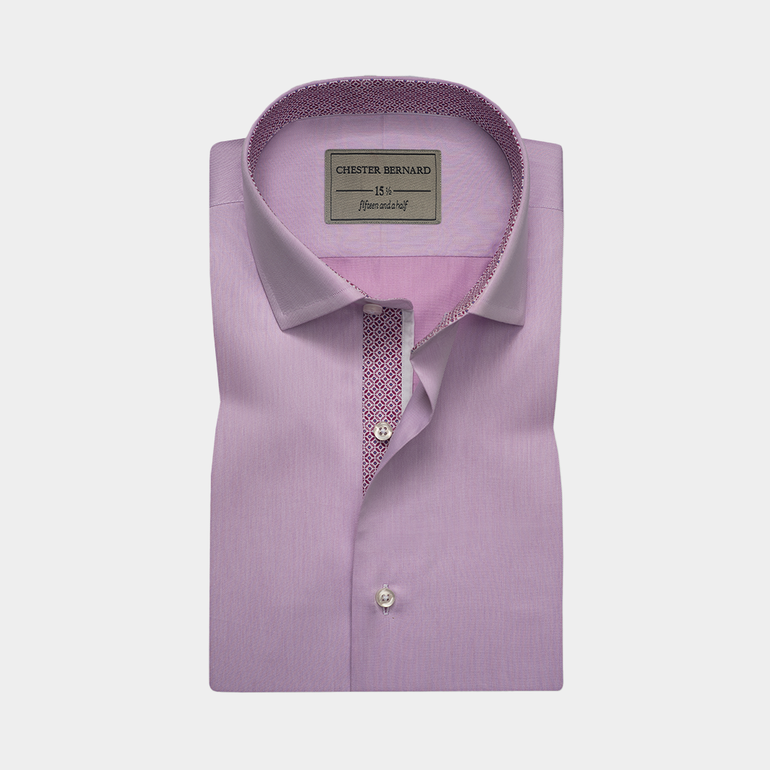 Soft Pink Solid Shirt with Inner Inlay