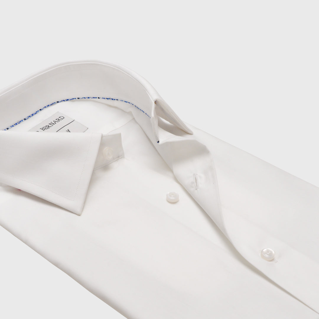 Modern Classic White Shirt with Contrast Collar Piping OL-528