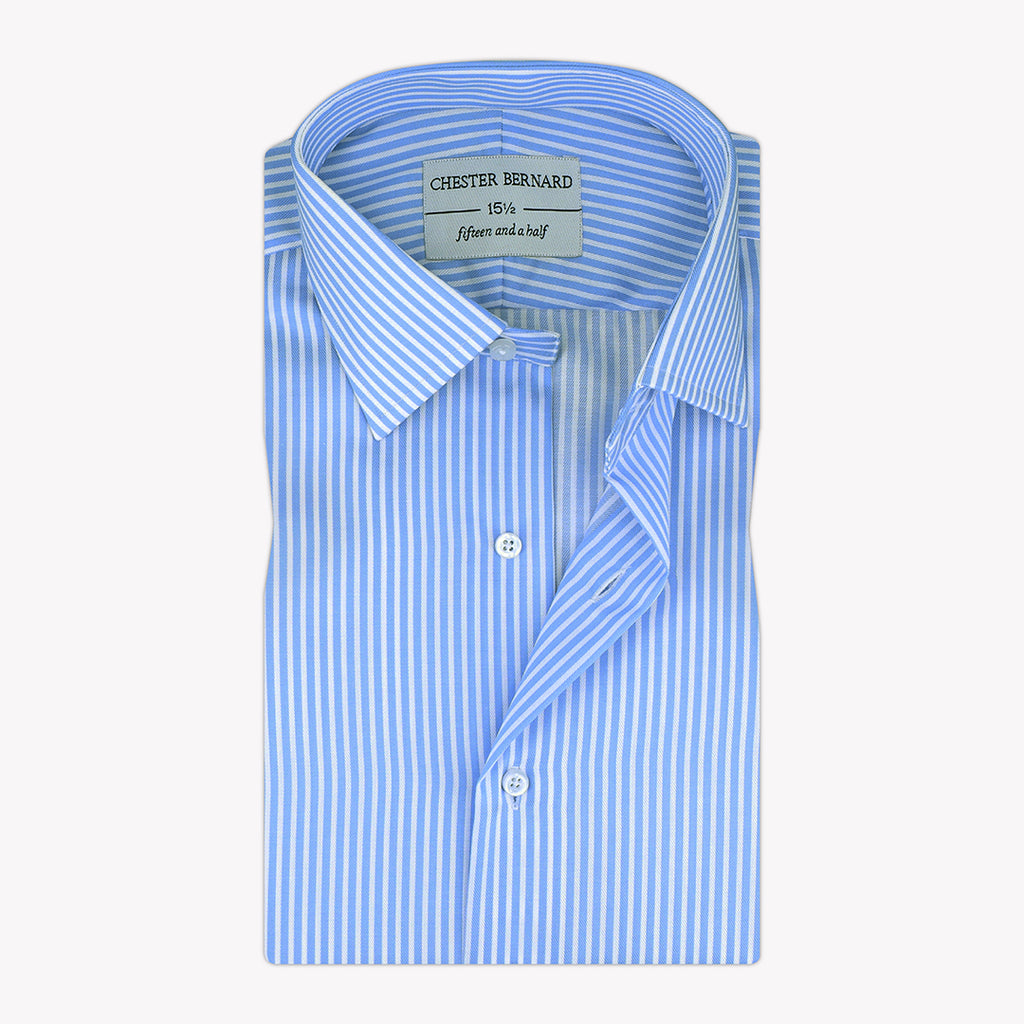 Refined Sophistication in Sky Blue Pinstripe Shirt OL-513