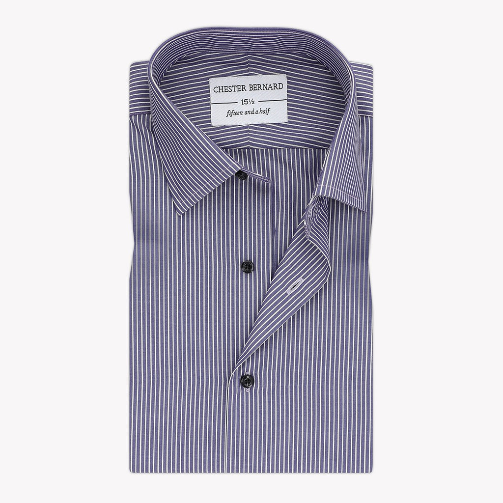 Midnight Blue Stripe Formal Shirt with Classic Collar OL-403