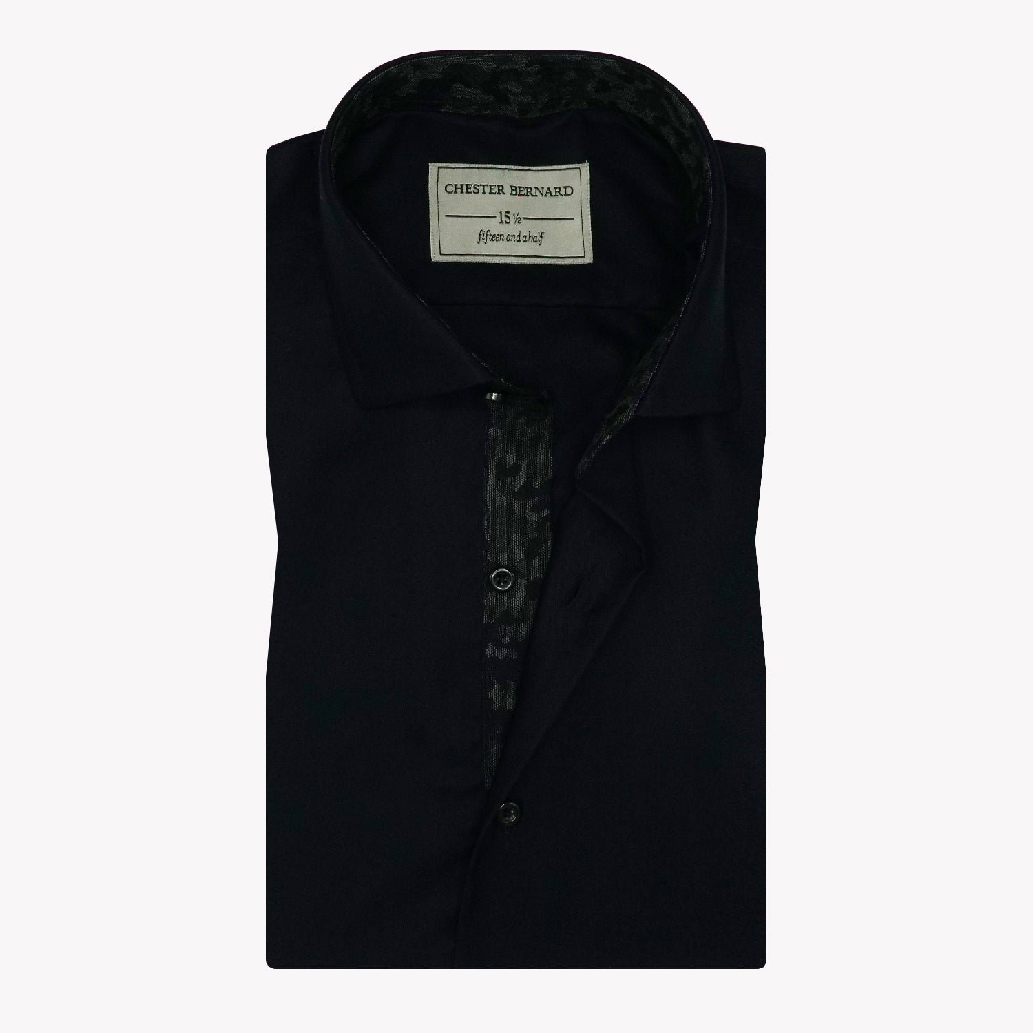 Black Twill Shirt with Textured Inner Detailing OL-551