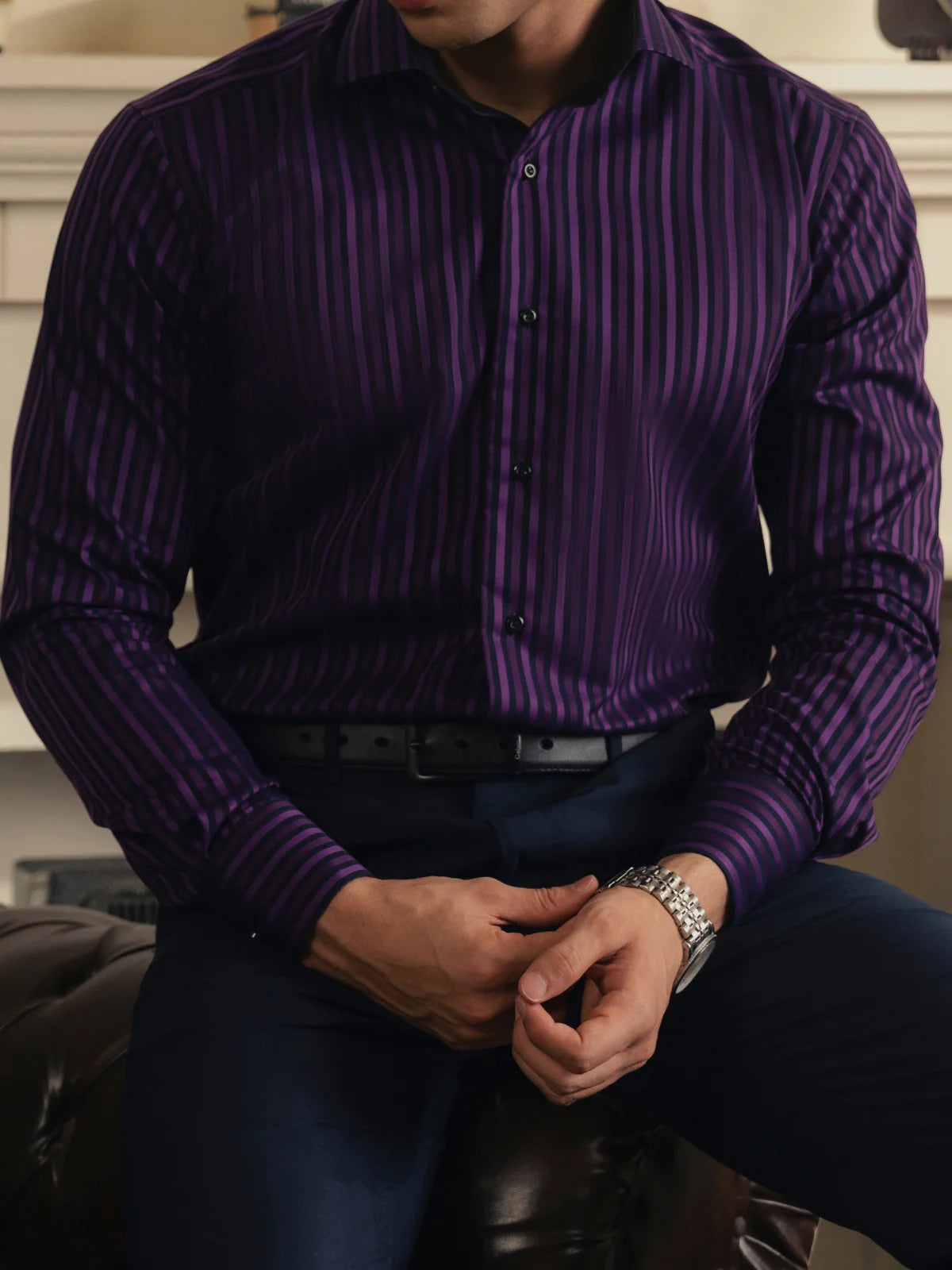 Black & Purple Stripe Shirt