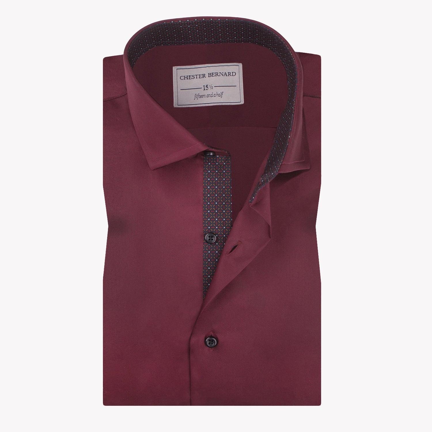 Crimson Aura Maroon Shirt with Printed Inner Collar OL-549