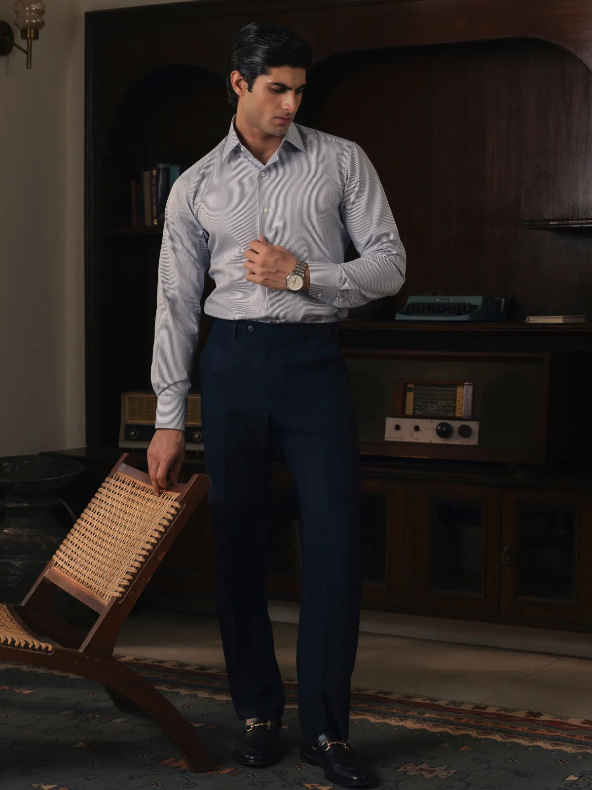 White & Blue Striped Dress Shirt