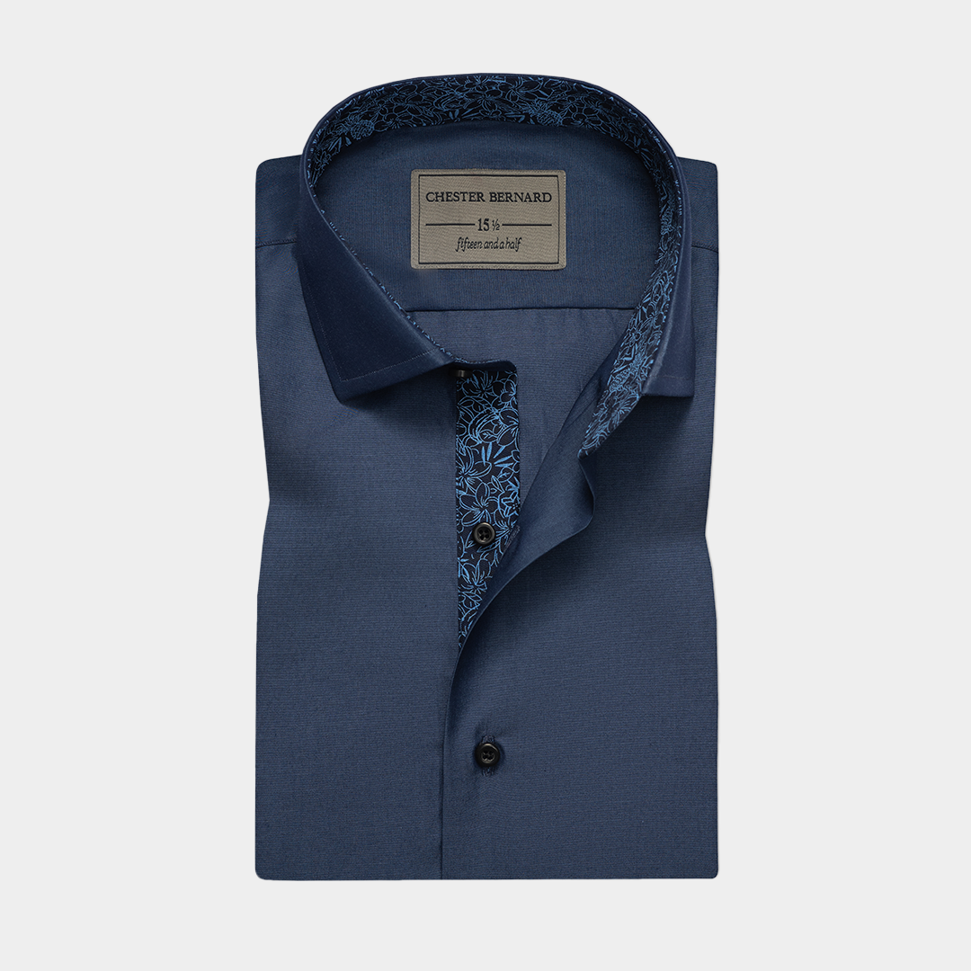 Royal Blue Solid Shirt with Inner Inlay OL-661