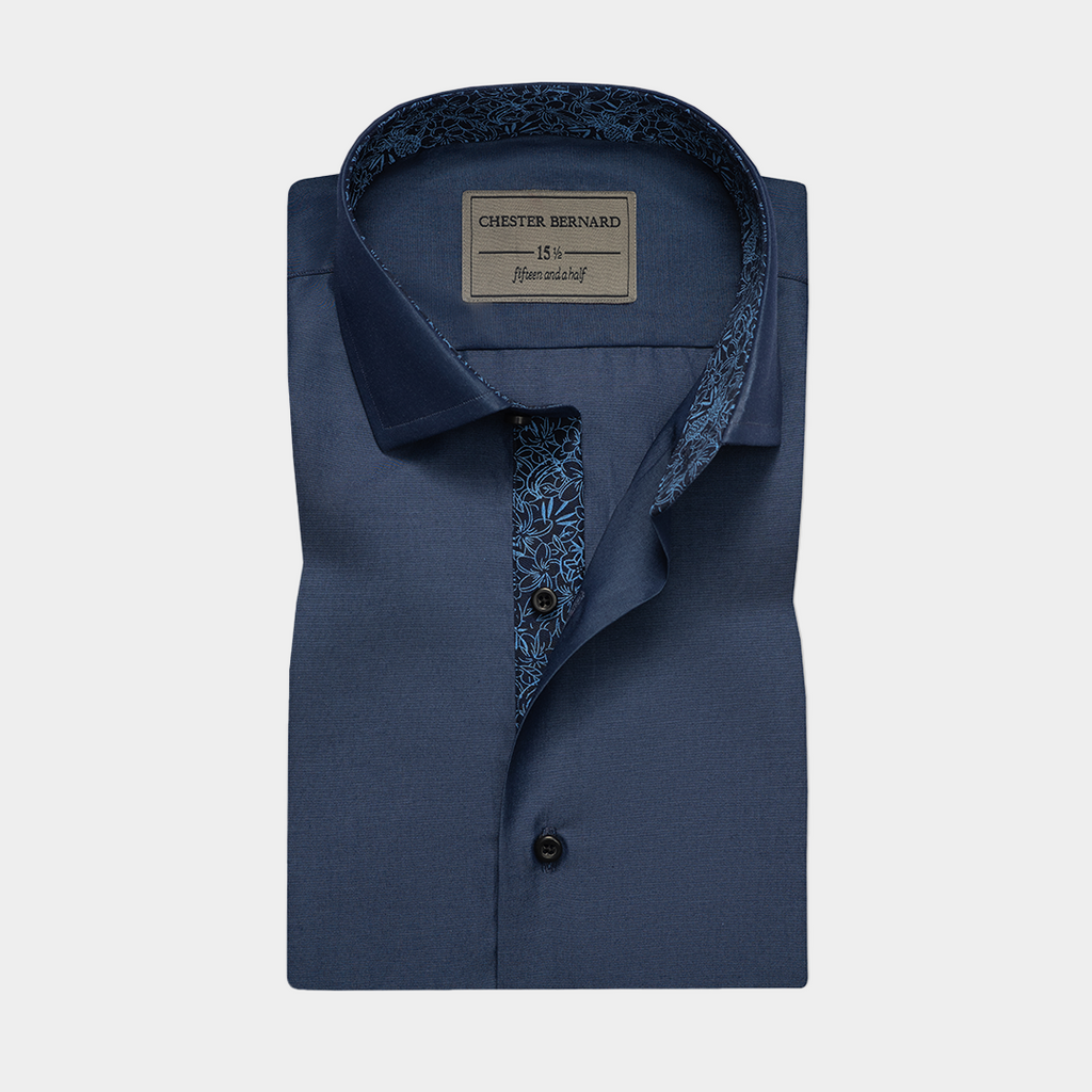 Royal Blue Solid Shirt with Inner Inlay OL-661