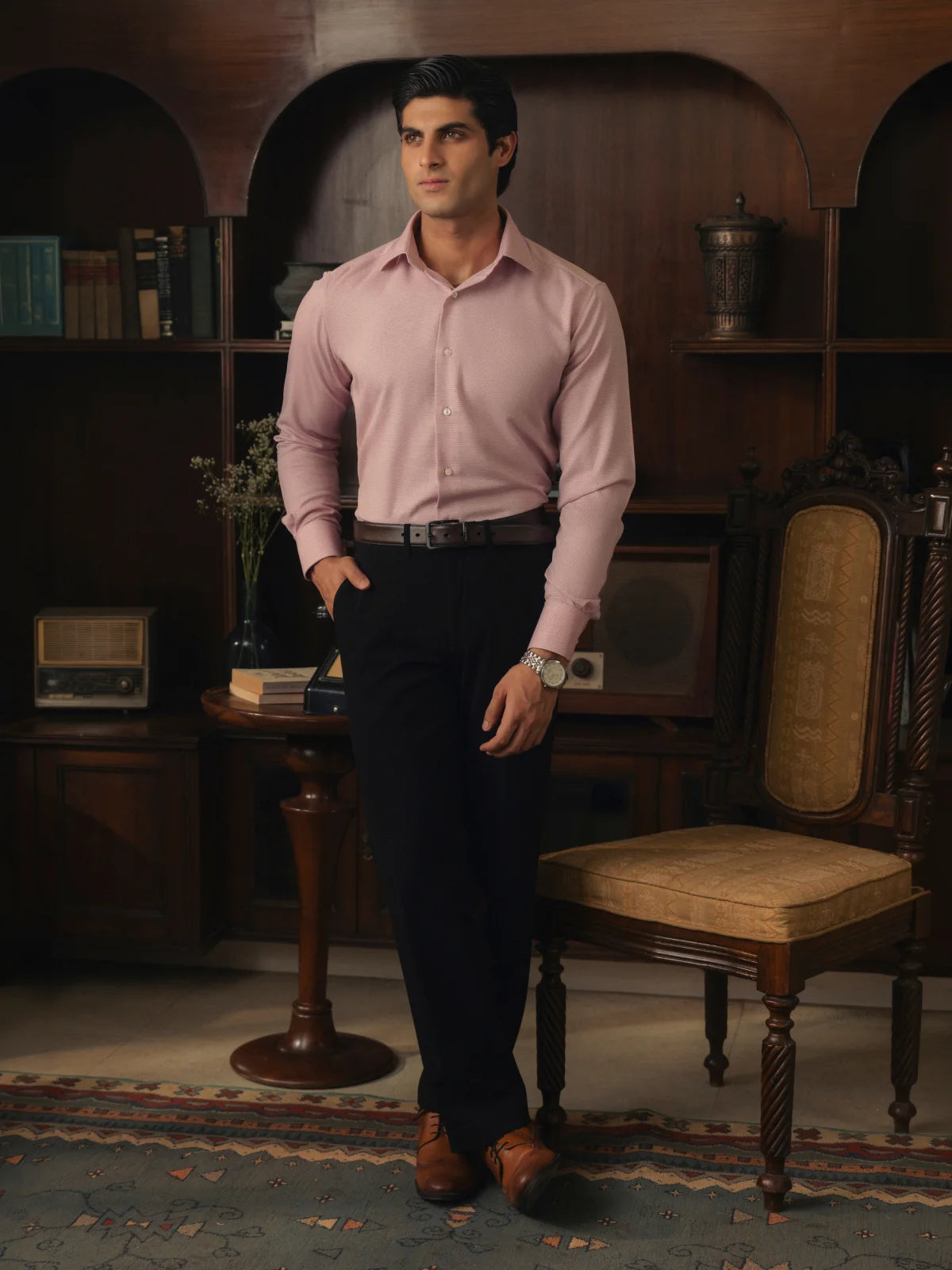 Dusty Rose Jacquard Shirt
