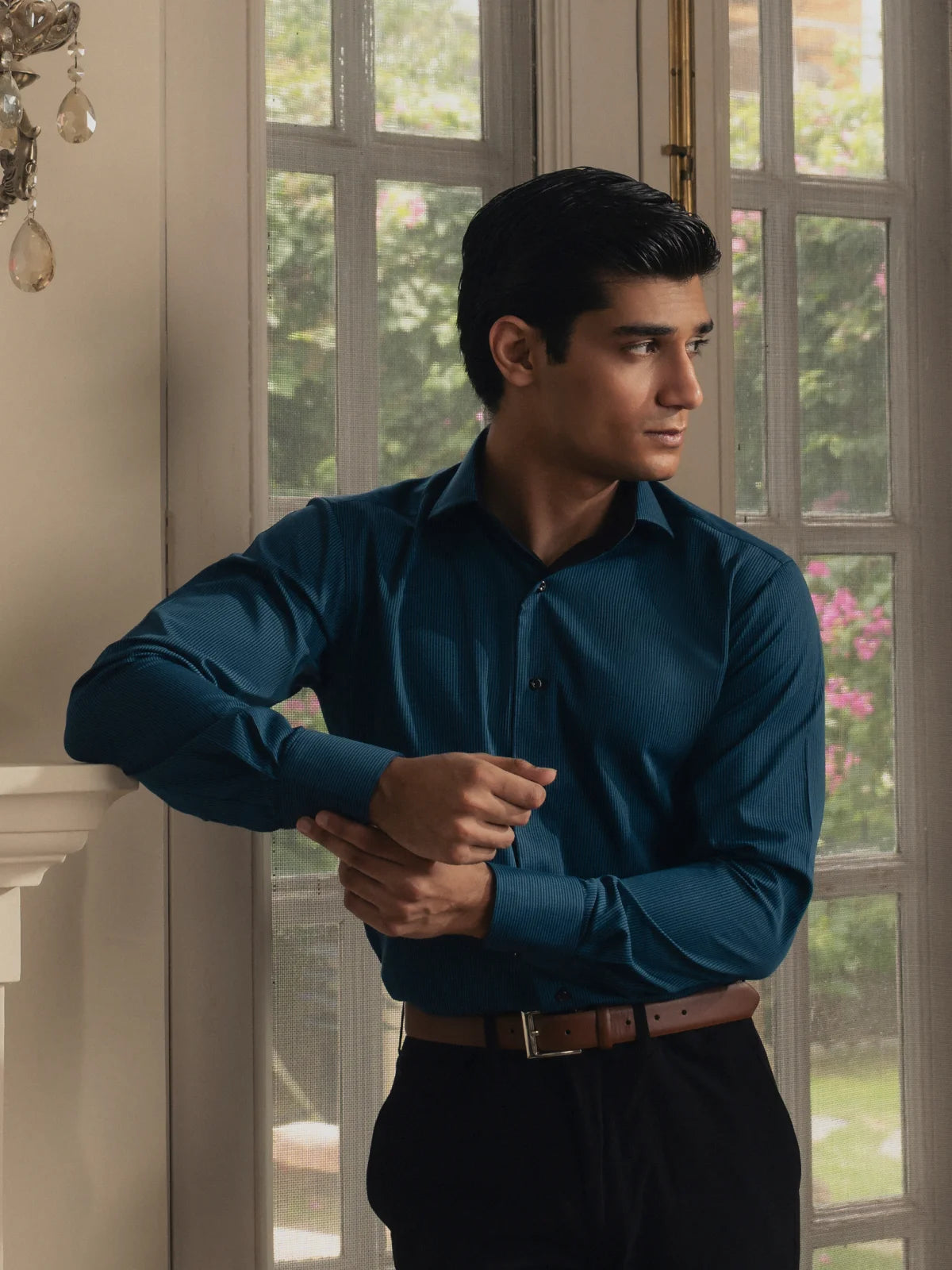 Teal Macro Stripe Shirt