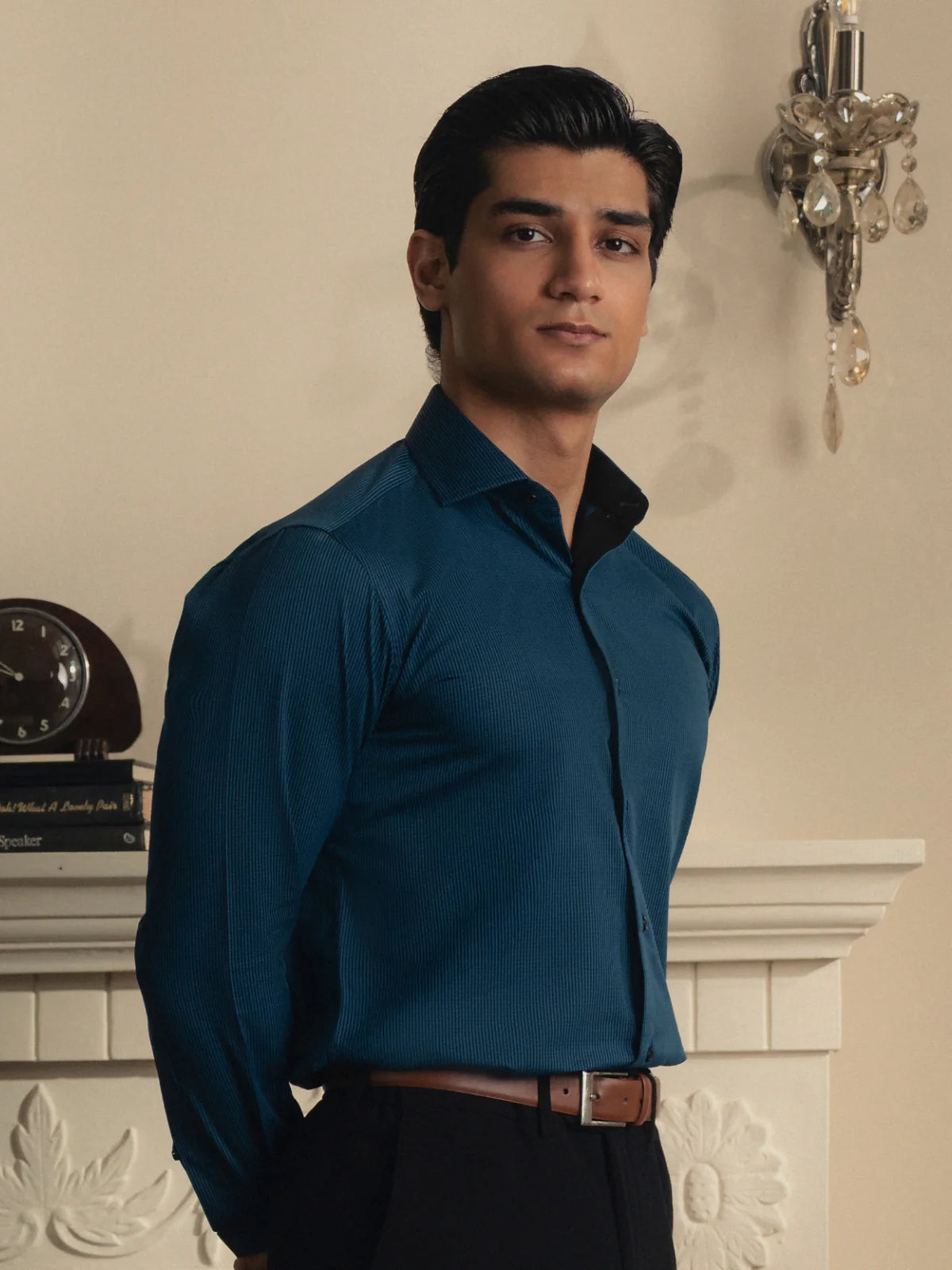 Teal Macro Stripe Shirt