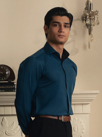 Teal Macro Stripe Shirt