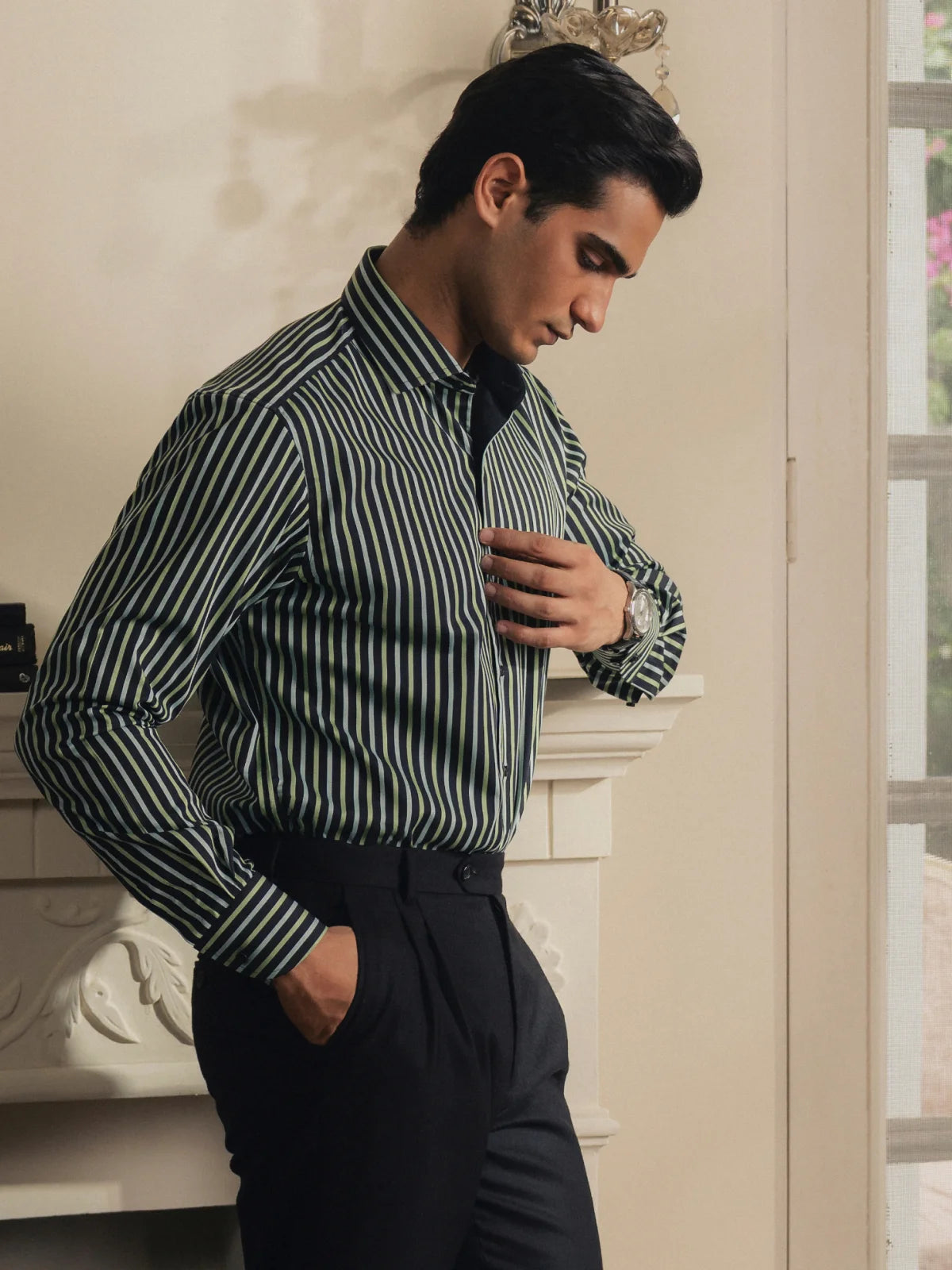 Black & Mint Stripe Shirt