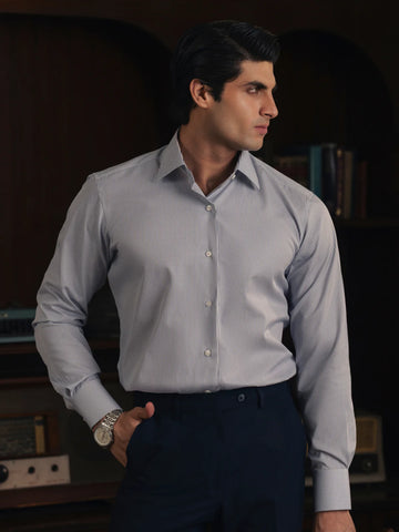 White & Blue Striped Dress Shirt