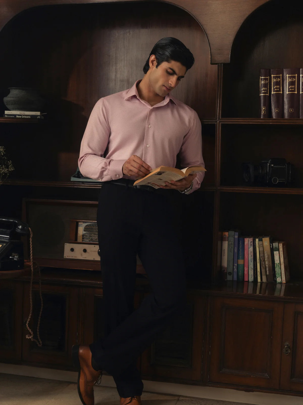 Dusty Rose Jacquard Shirt