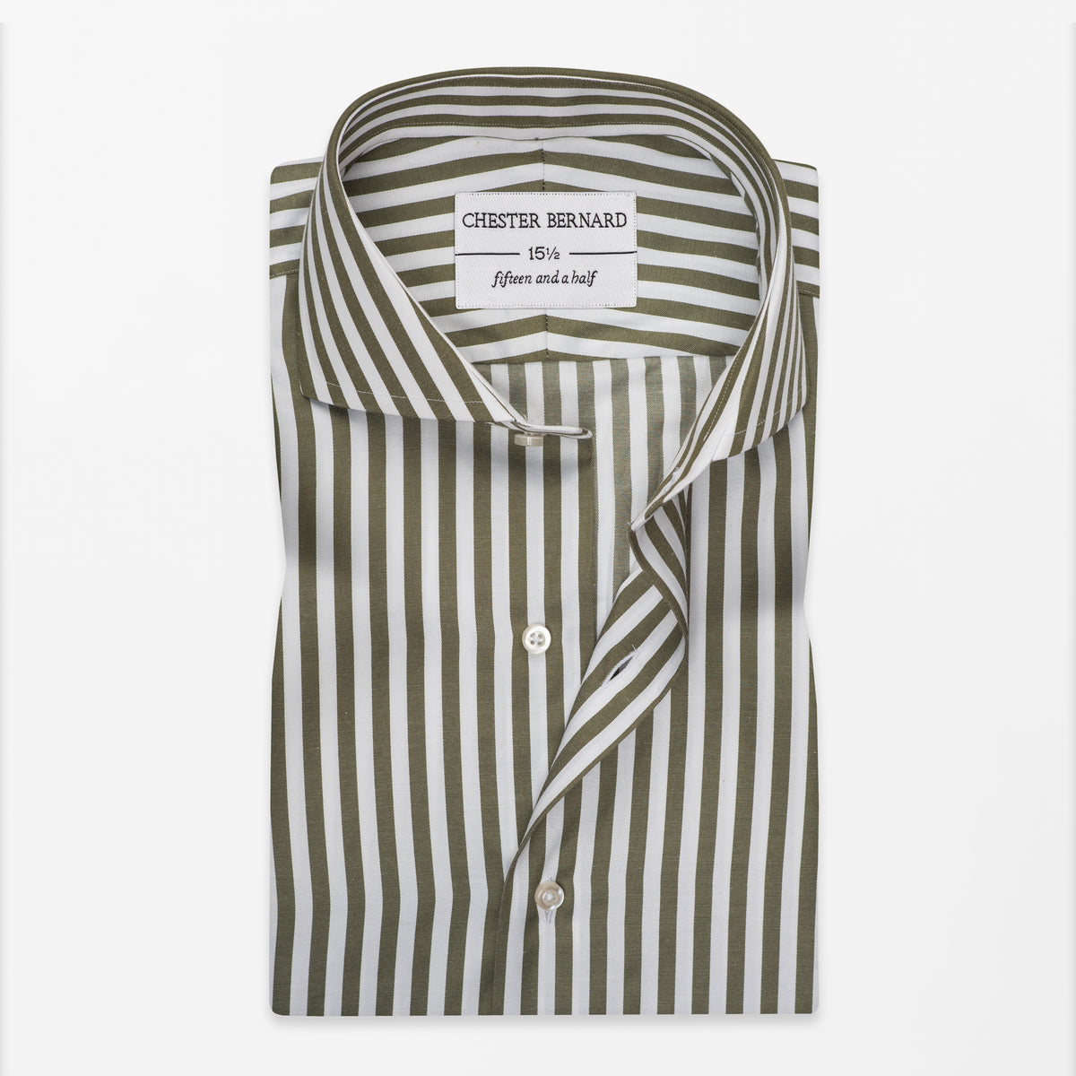 Olive Green Bengal Stripe Formal Shirt