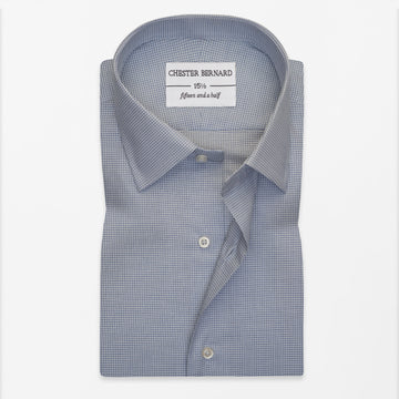 Elegant Blue Micro-Check Formal Shirt