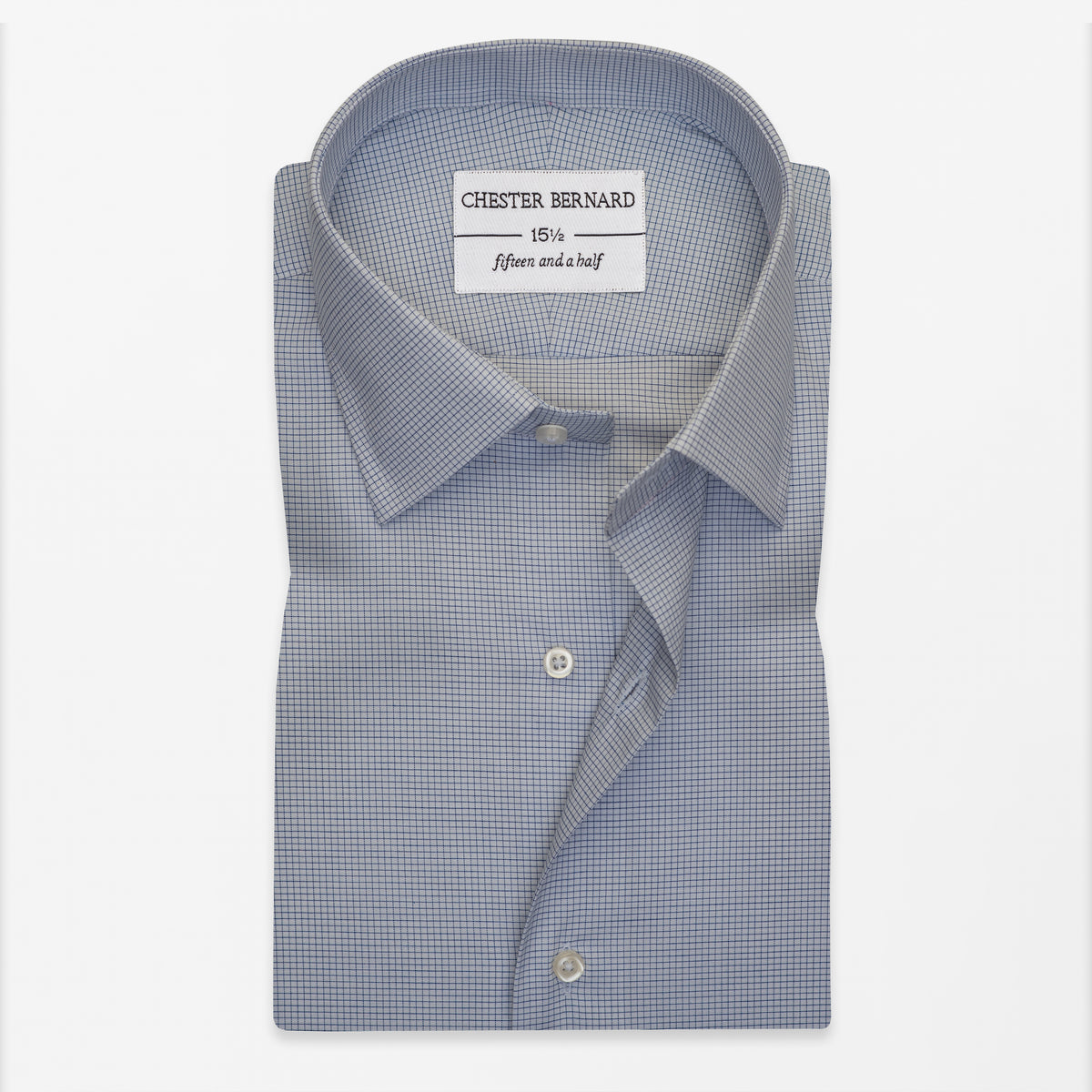 Elegant Blue Micro-Check Formal Shirt