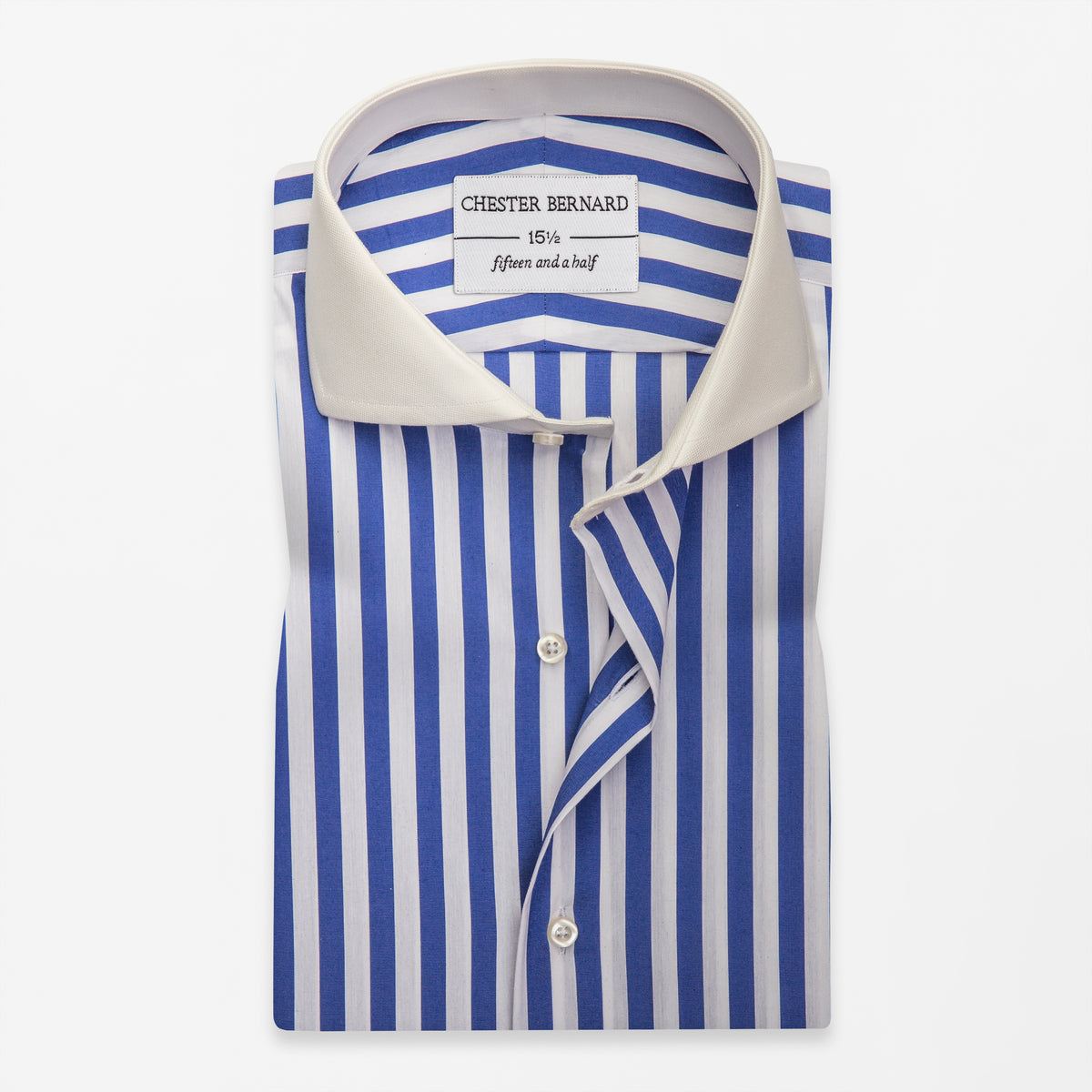 Royal Blue Bengal Stripe Shirt with White Cutaway Collar
