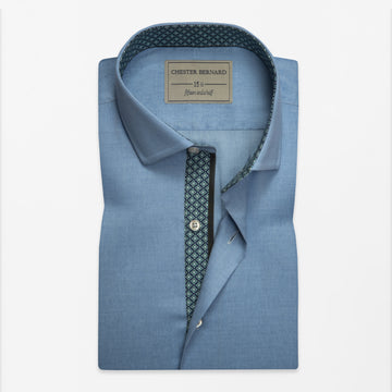 Blue Contrast Trim Shirt