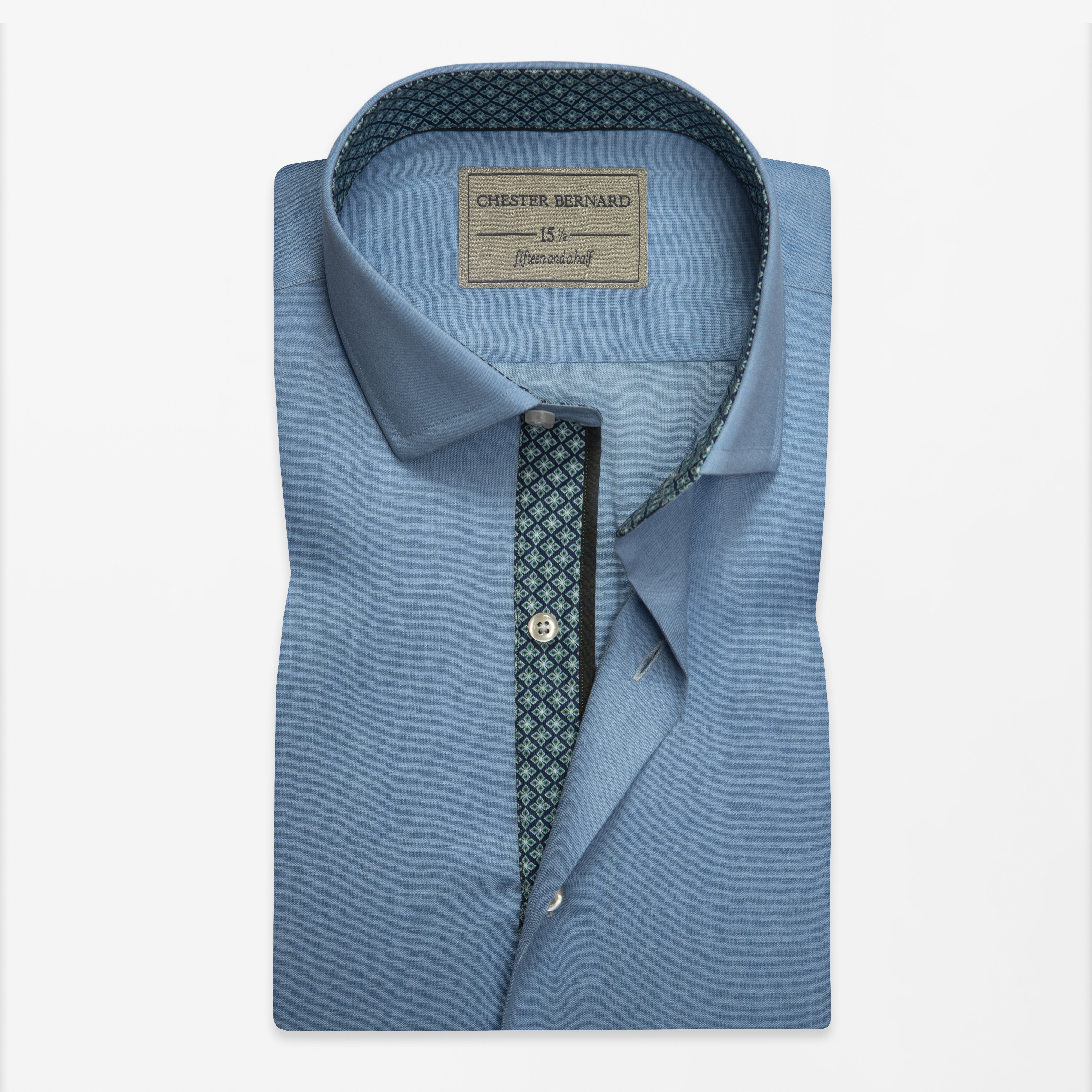 Blue Contrast Trim Shirt