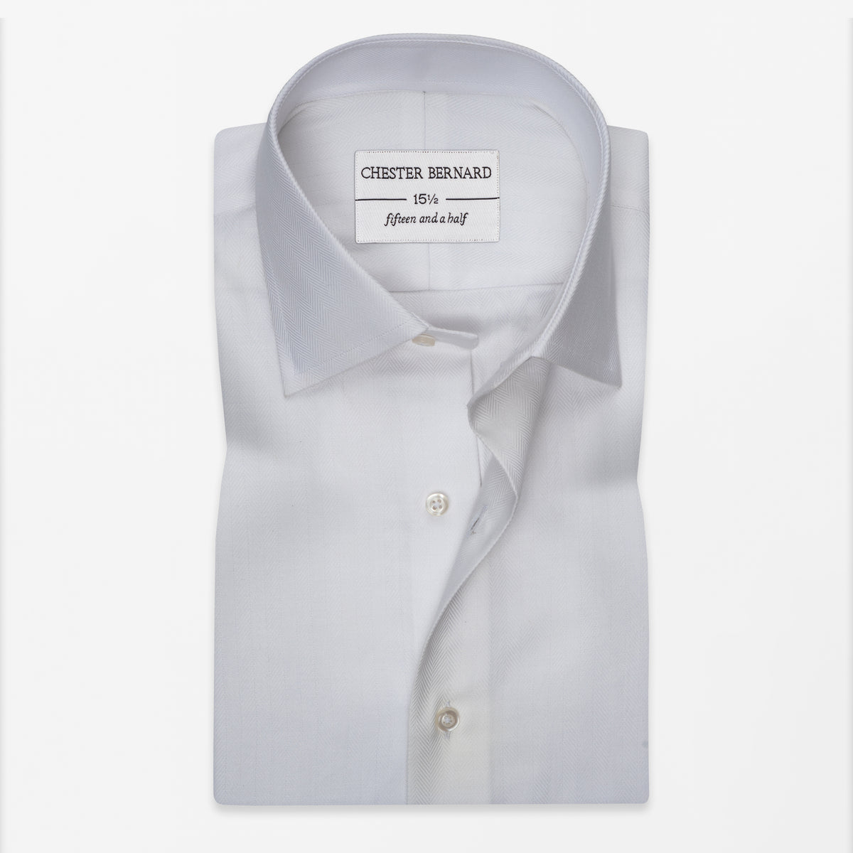 White Herringbone Formal Shirt