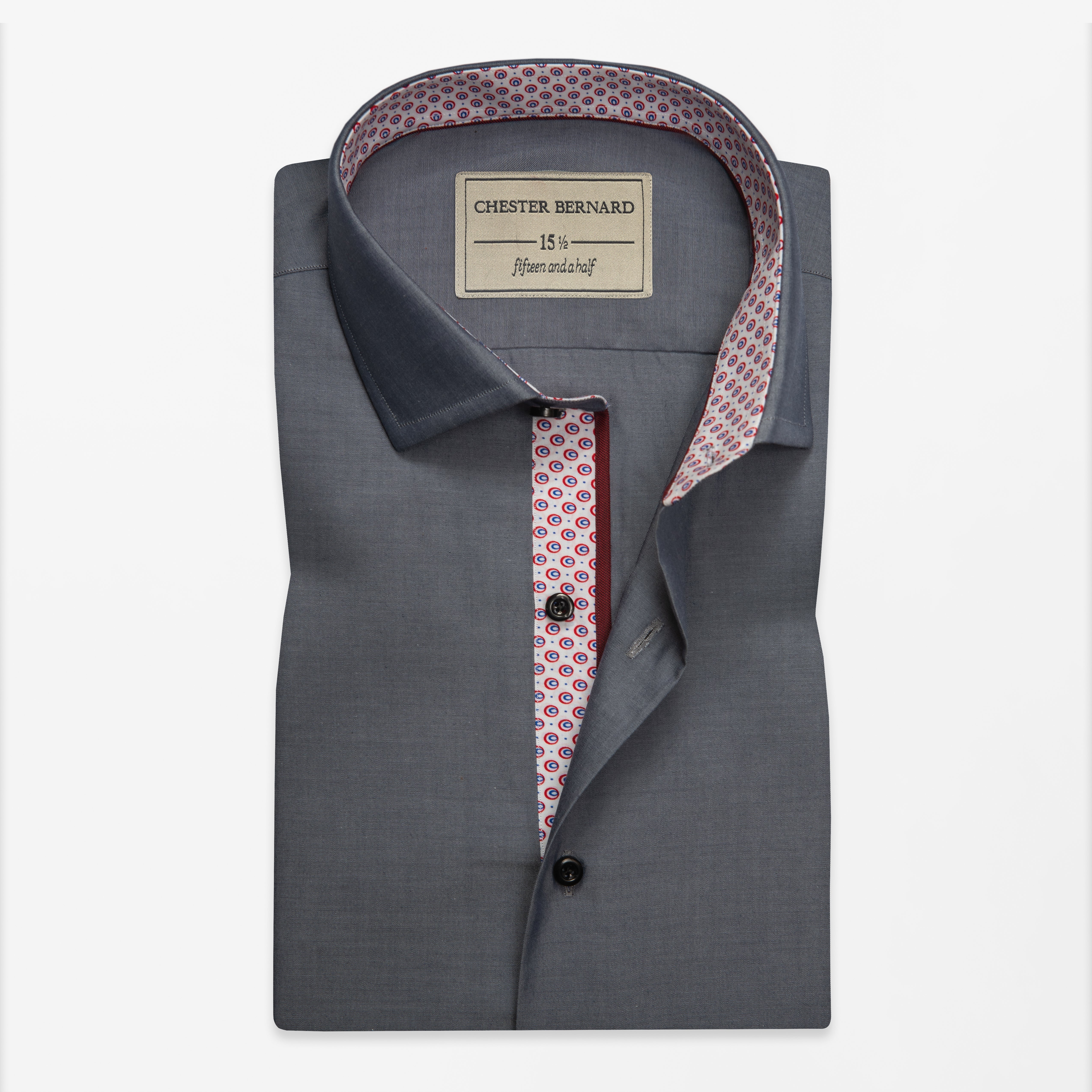 Charcoal Grey Shirt with Printed Inlay