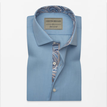 Sky Blue Shirt with Inlay Contrast