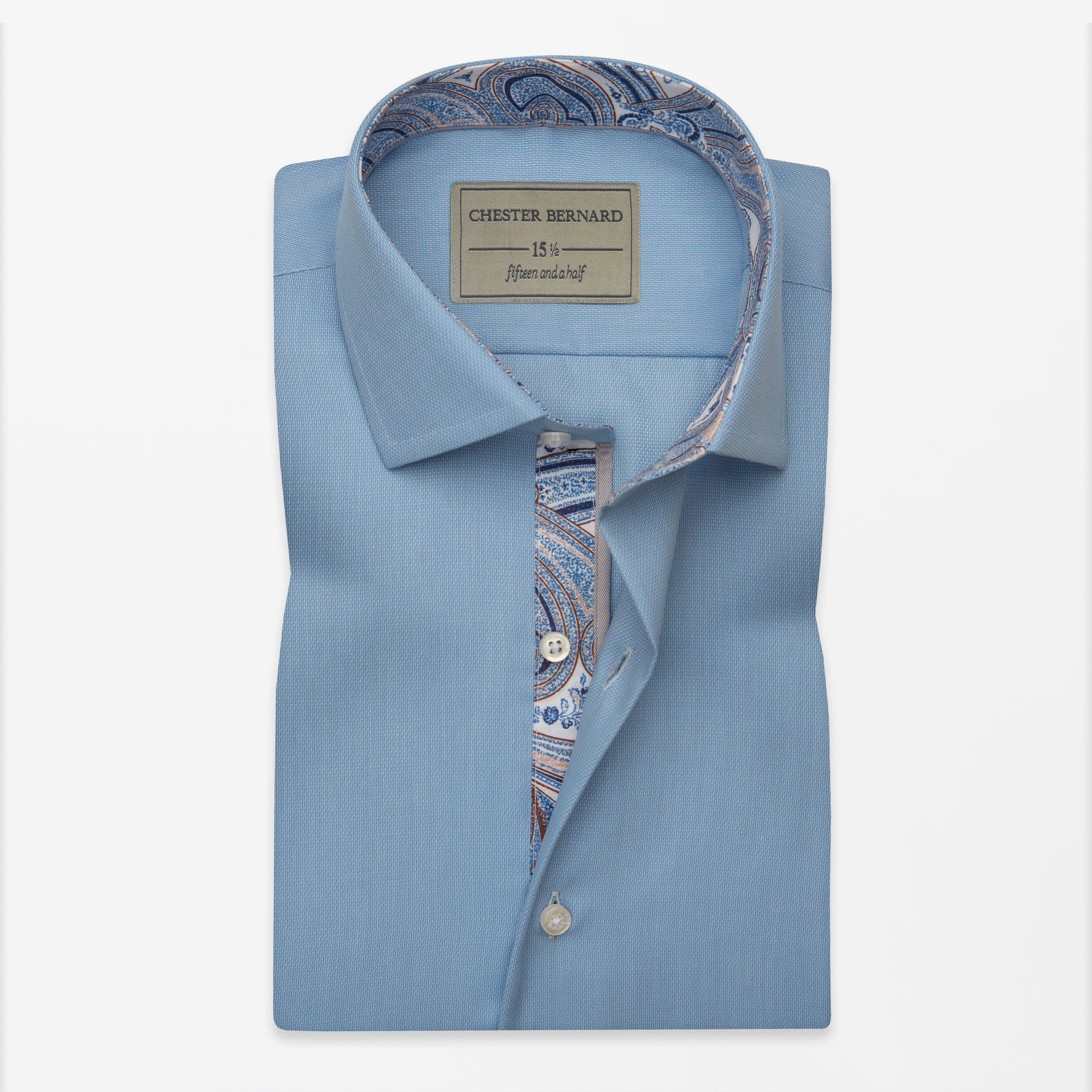 Sky Blue Shirt with Inlay Contrast