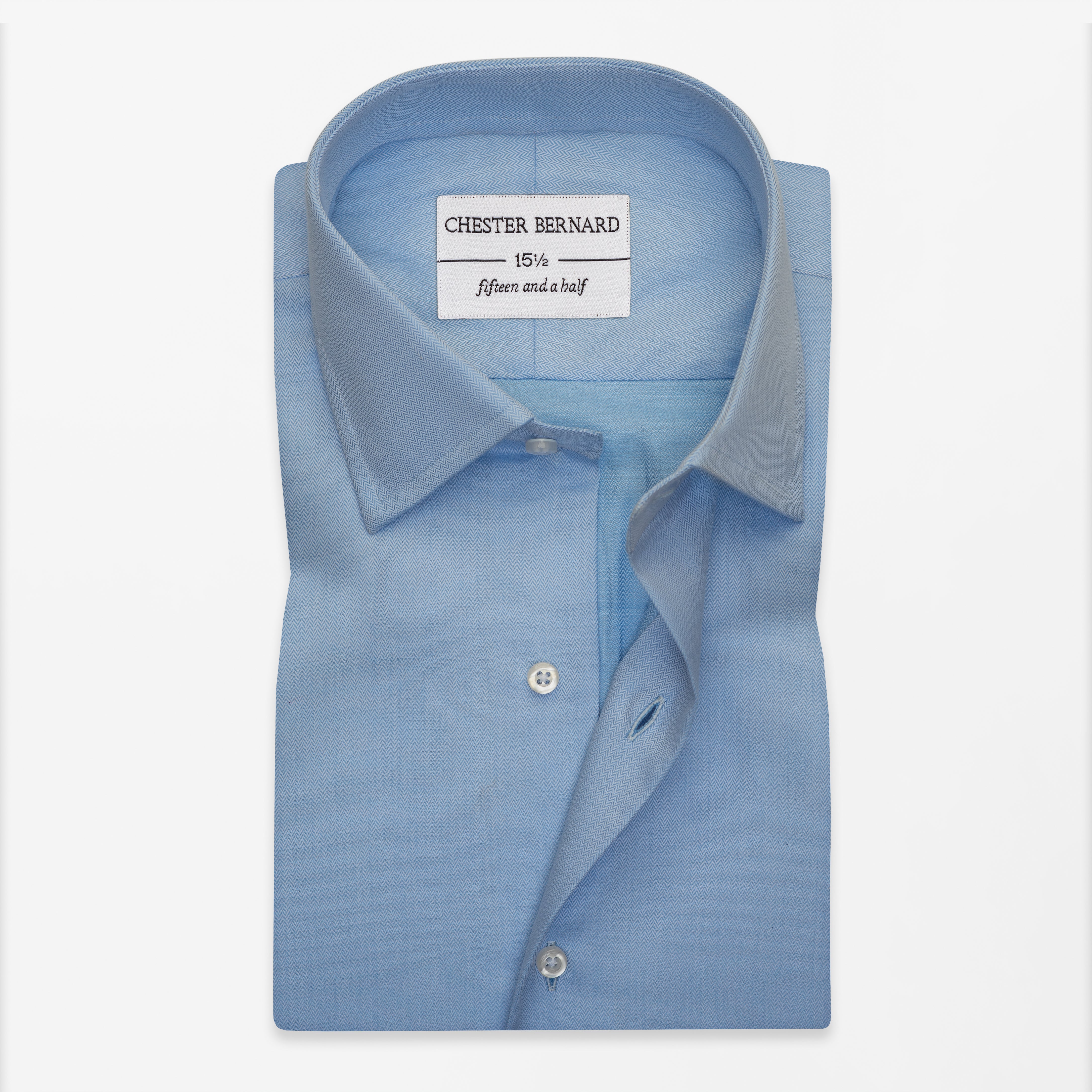 Light Blue Herringbone Dress Shirt