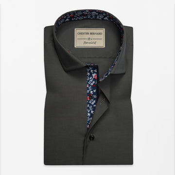 Charcoal Floral Contrast Detail Shirt