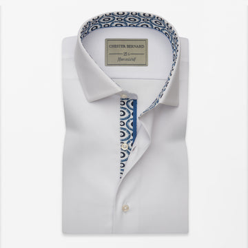 White Shirt with Printed Inlay