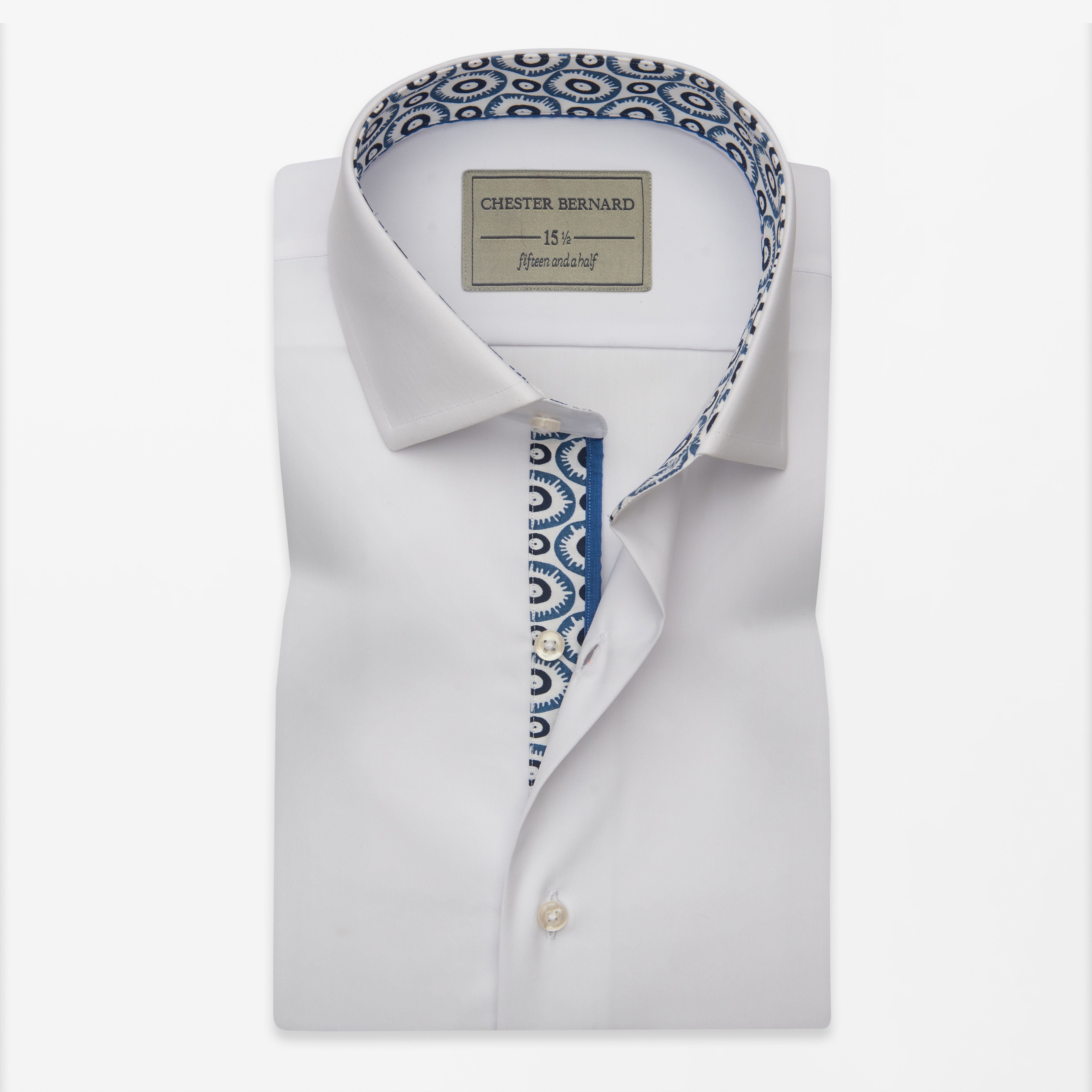 White Shirt with Printed Inlay