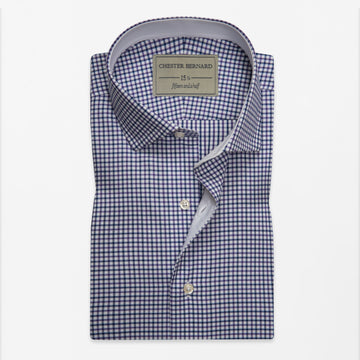 Navy & White Micro Check Formal Shirt