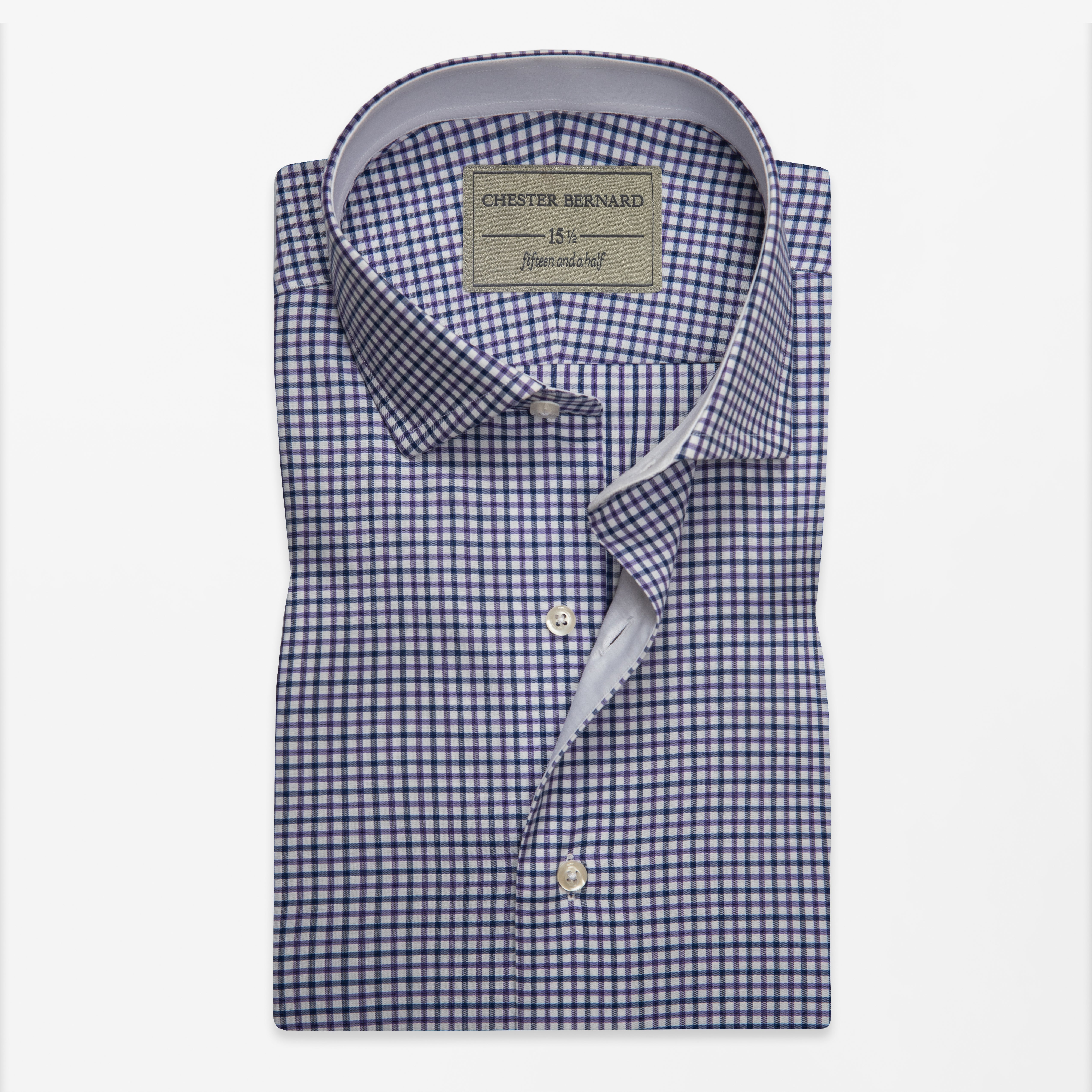 Navy & White Micro Check Formal Shirt