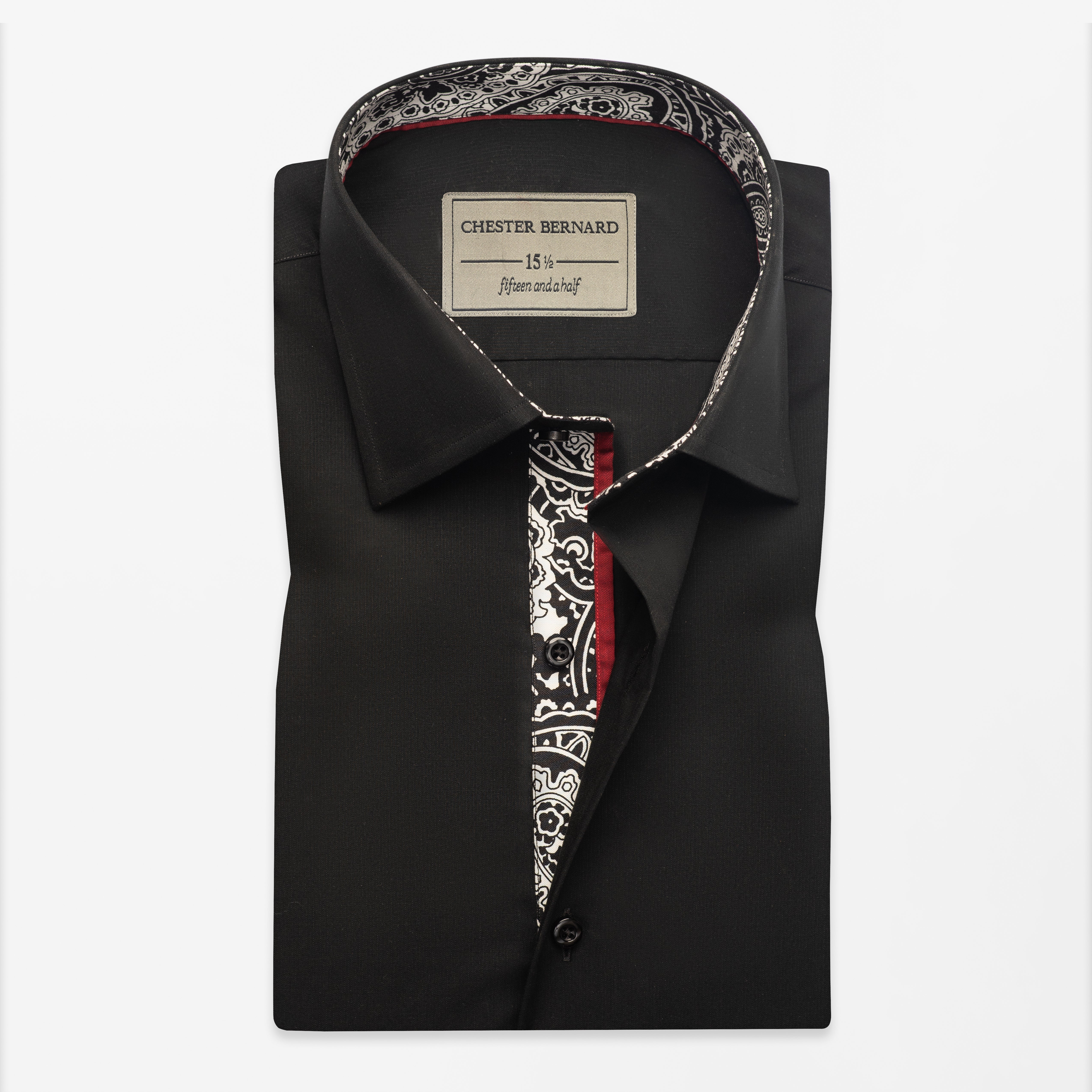 Black Premium Contrast Print Inlay  Shirt
