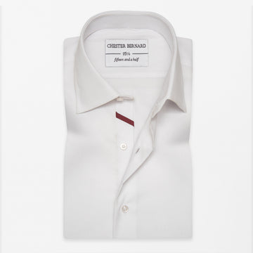 White Shirt With Minimal Red Contrast