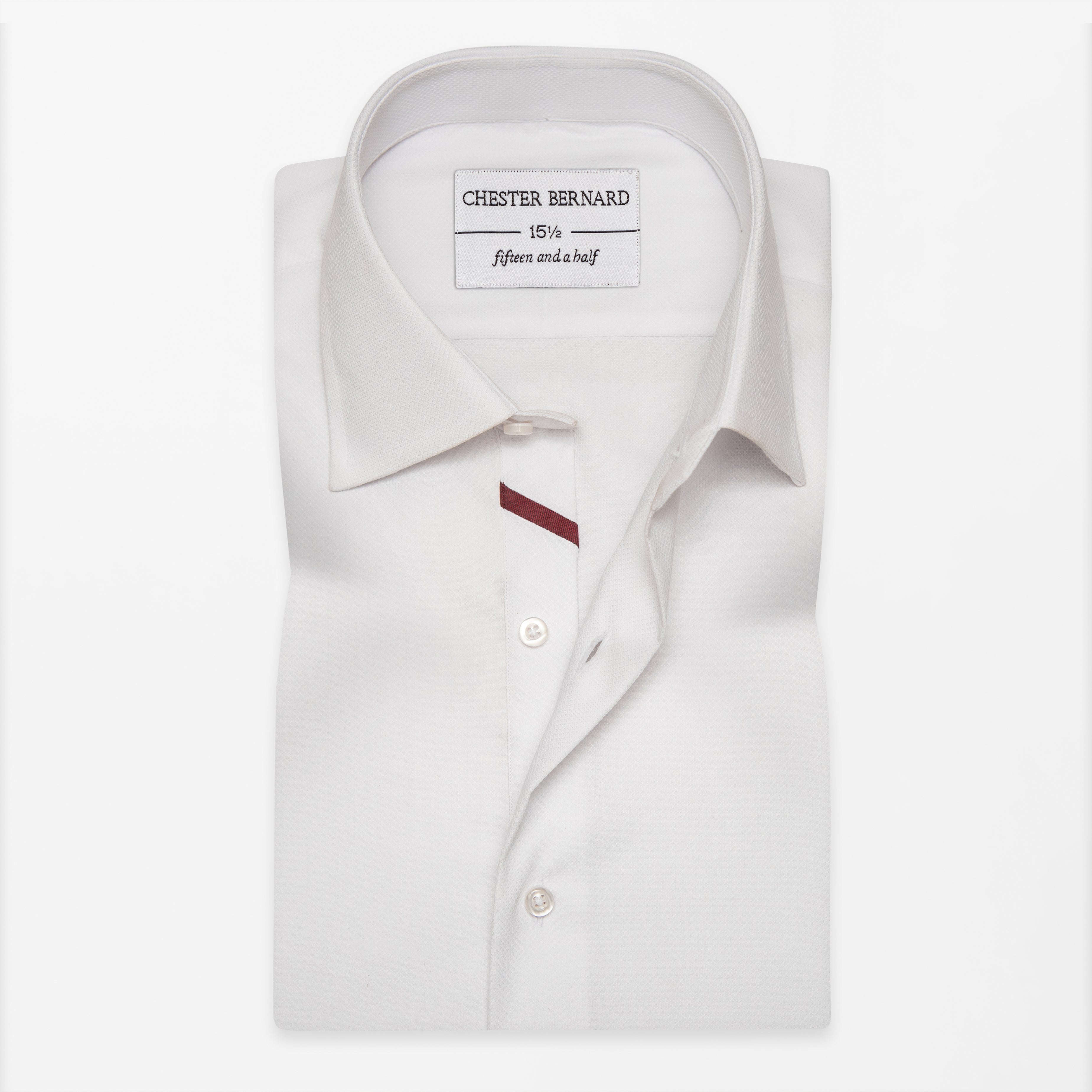 White Shirt With Minimal Red Contrast