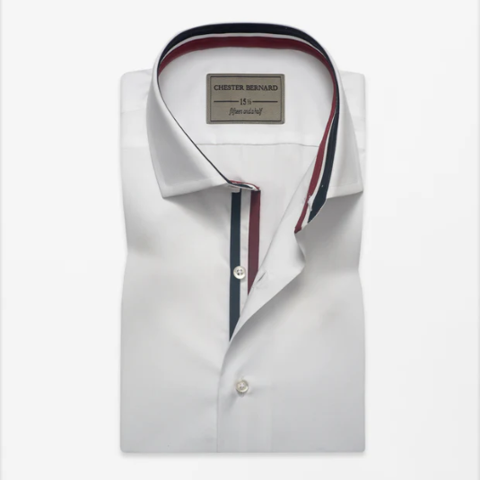 White Tri Band Inlay Sports Shirt