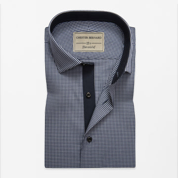 Navy Micro Check With Black Inlay Shirt
