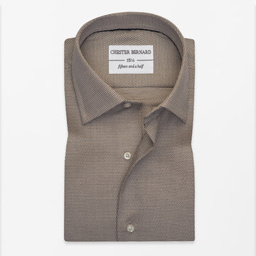 Taupe Textured Formal Shirt