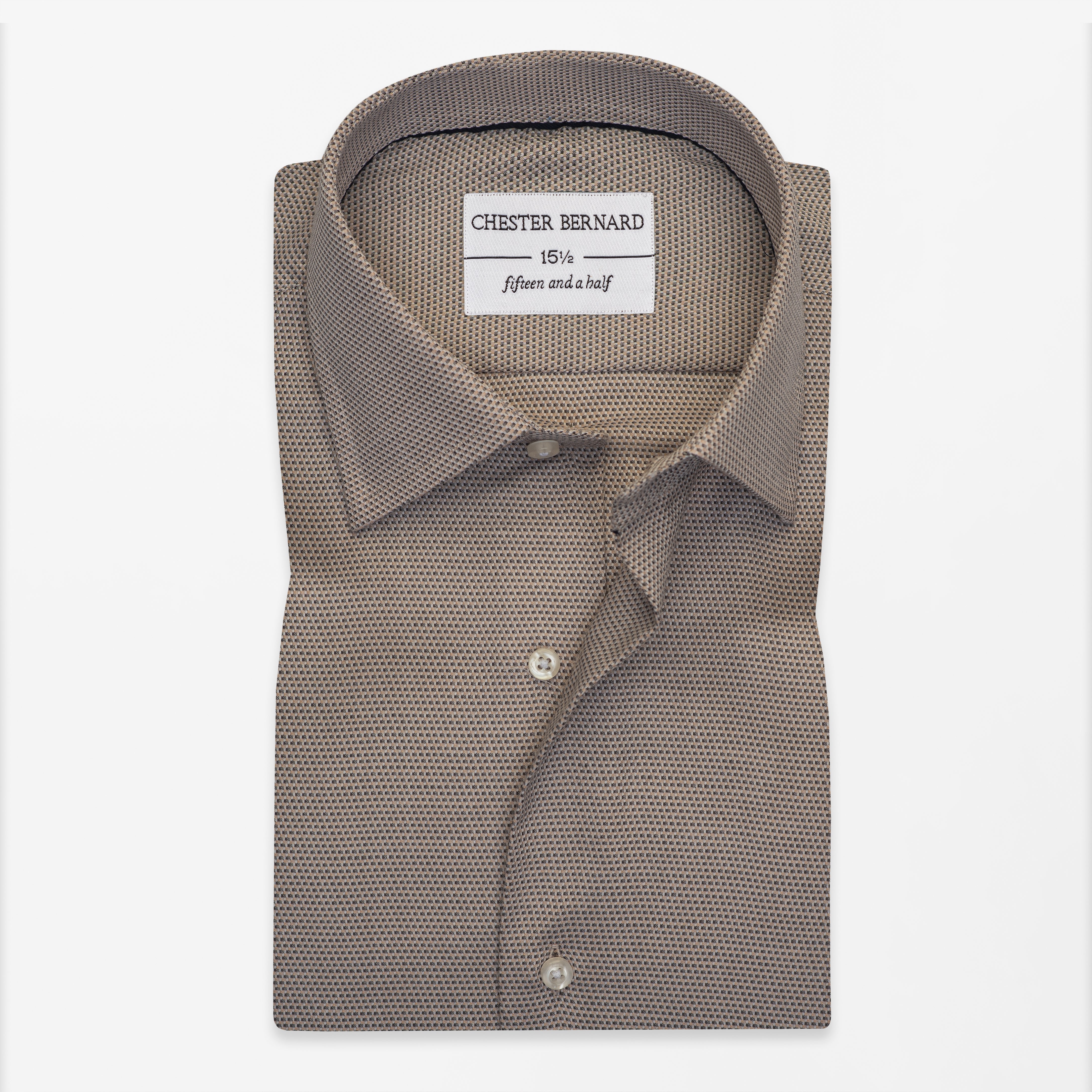 Taupe Textured Formal Shirt