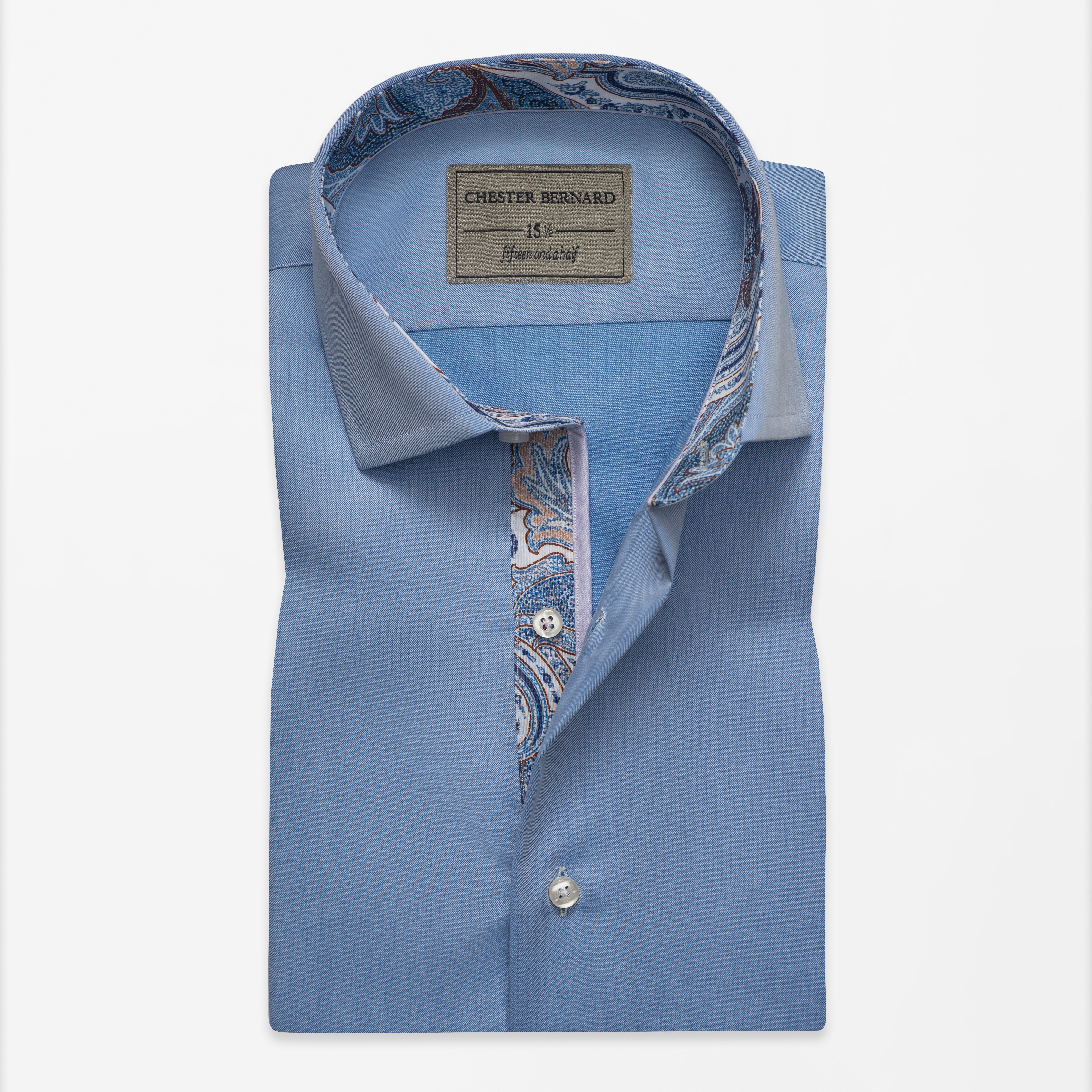 Sky Blue Formal Shirt with Paisley Contrast OL-644