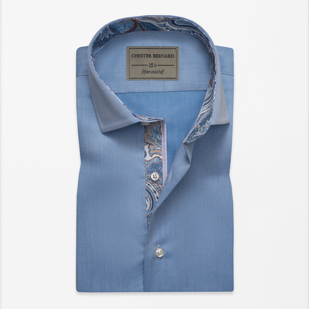 Sky Blue Shirt with Inlay Contrast OL-644