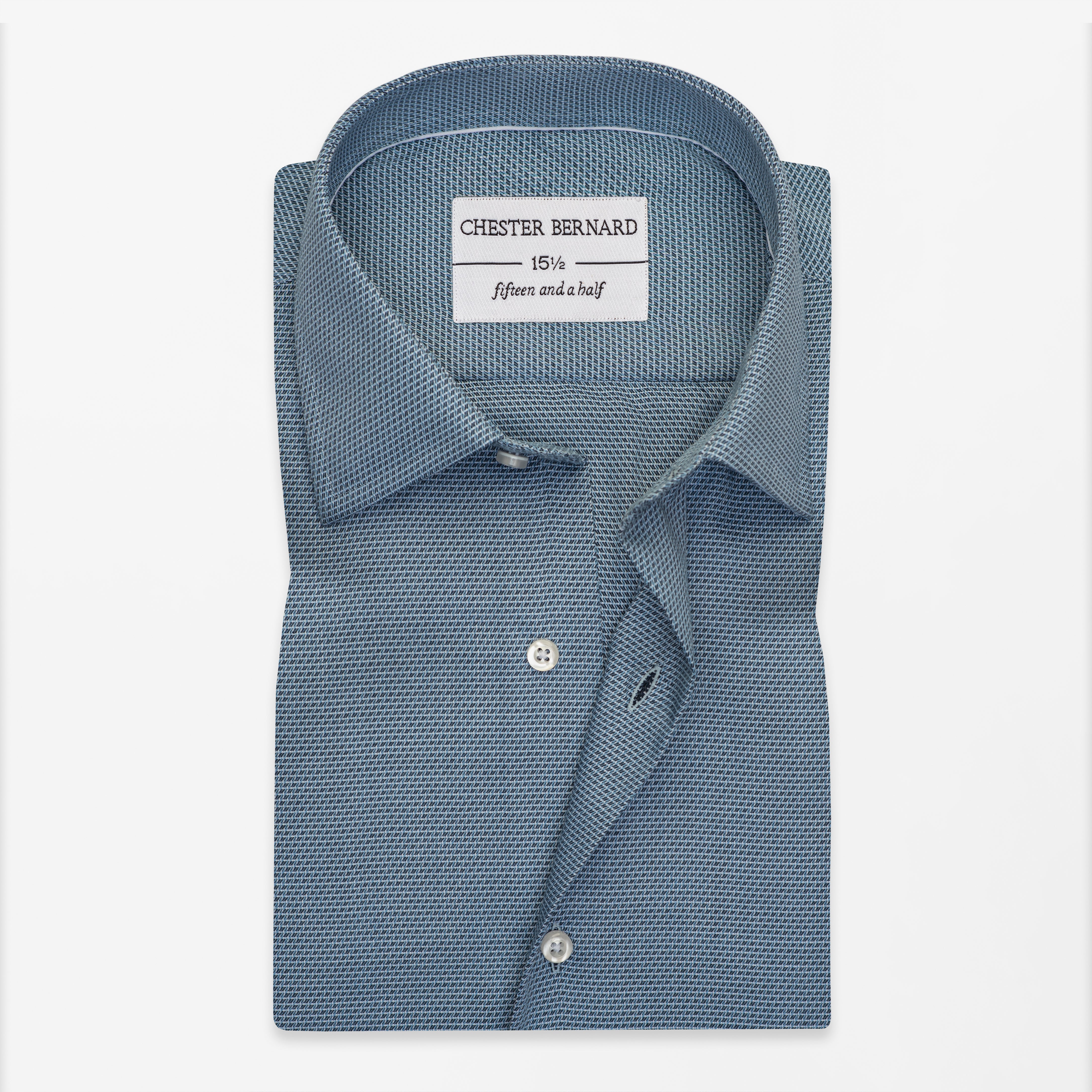 Classic Steel Blue Textured Formal Shirt