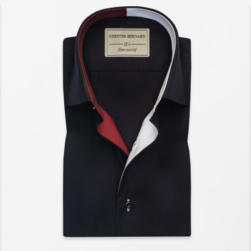 Navy Contrast Collar Casual Shirt