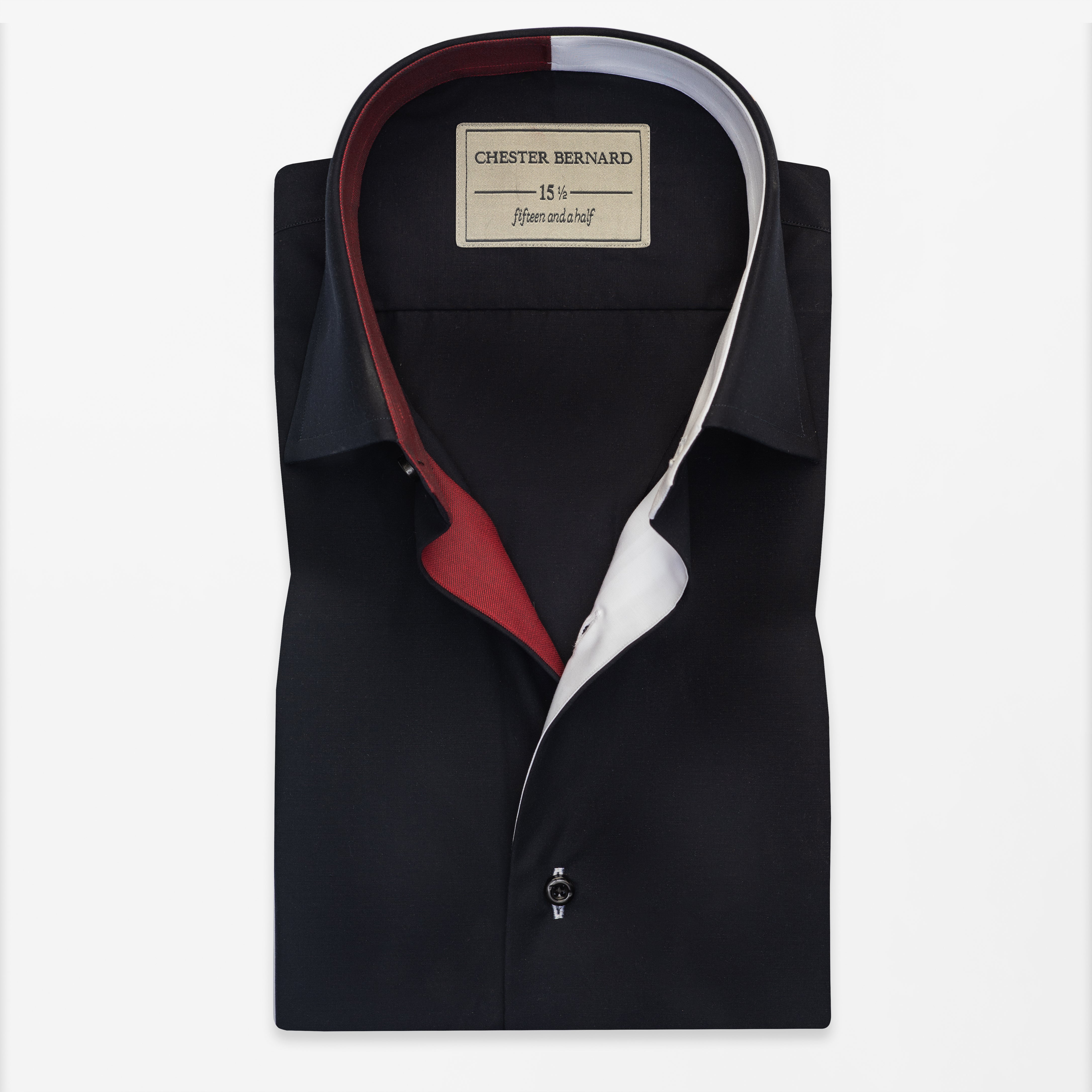 Navy Contrast Collar Casual Shirt