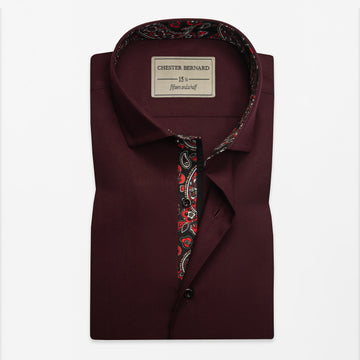 Maroon Paisley Contrast Detail Shirt