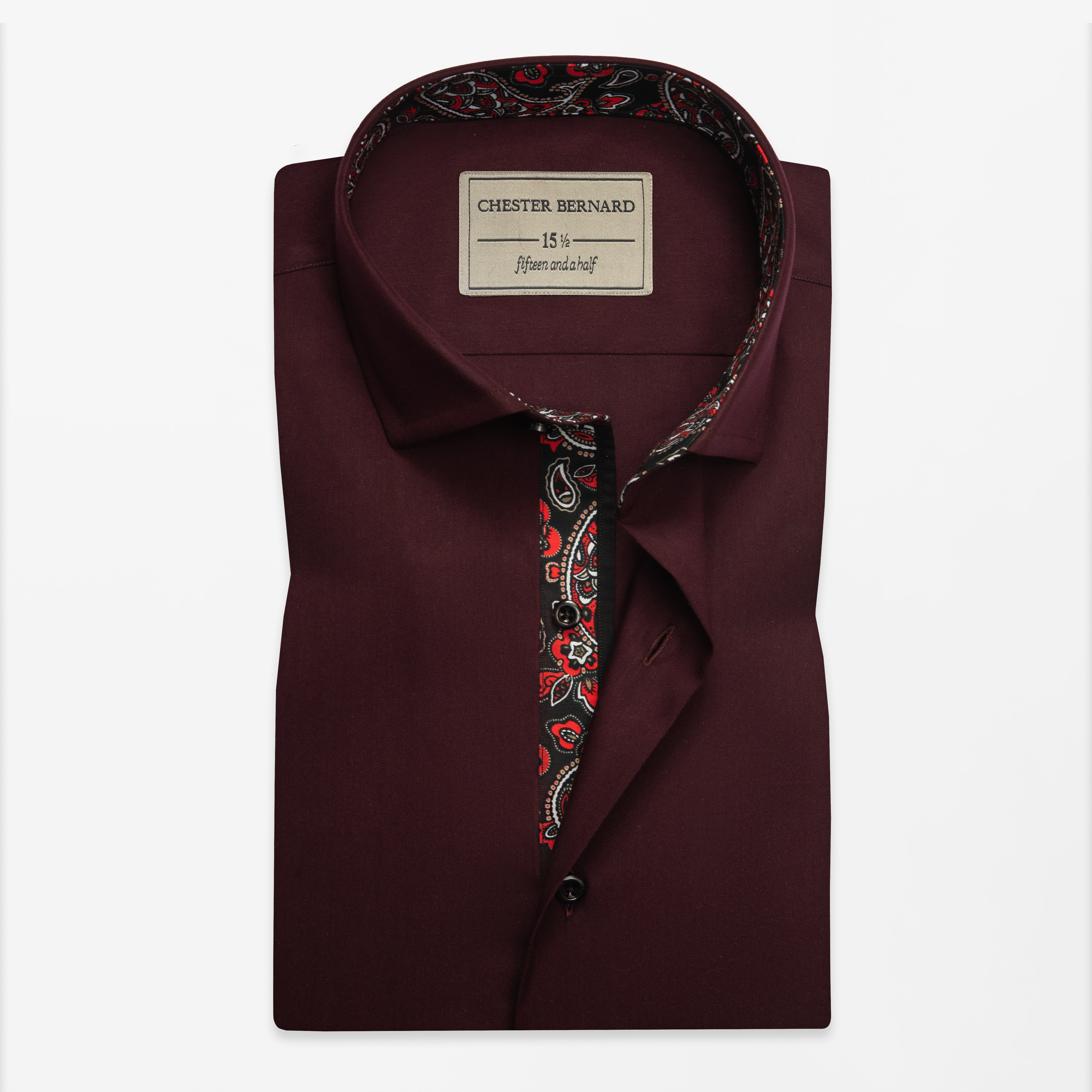 Maroon Paisley Contrast Detail Shirt