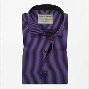 Purple & Black Striped Formal Shirt