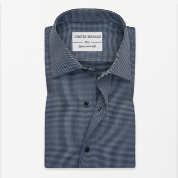 Navy Blue Checkered Dress Shirt
